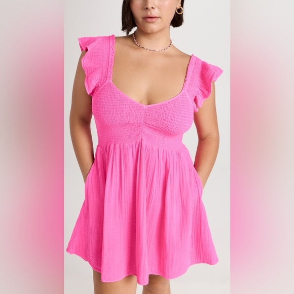 LoveShackFancy Athalia Mini Dress - Flirty Fuchsia - Size XS - Picture 7 of 16